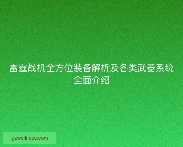 雷霆战机全方位装备解析及各类武器系统全面介绍